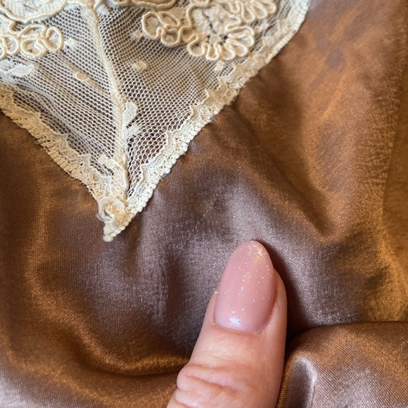 Vintage satin lace camisole tank top neutral brown cream no size small medium - Picture 17 of 17